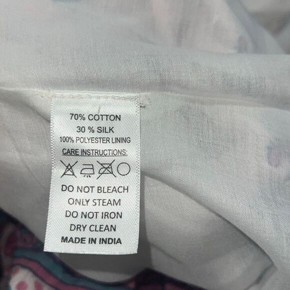 Alicia Bell Hazel Maxi Dress Turquoise Pink Drop Tiered Silk Blend size XS - Picture 10 of 11